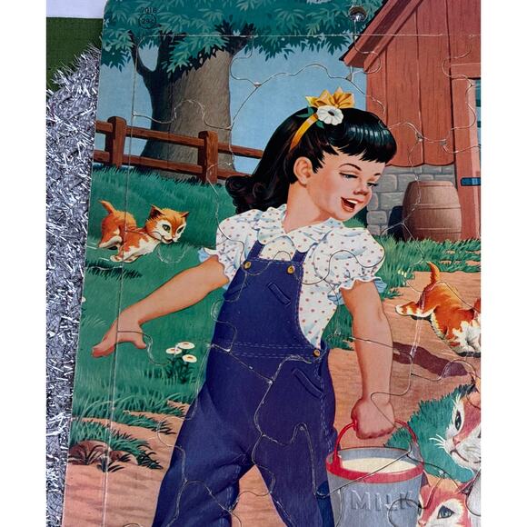 Vintage Farm/Barnyard Design Saalfield Artcraft Children's Puzzle 1950s/60s - Picture 2 of 5